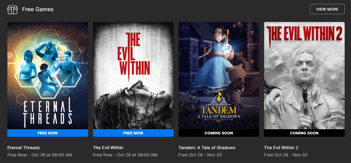 Бесплатная раздача в Epic Games: The Evil Within и Eternal Threads