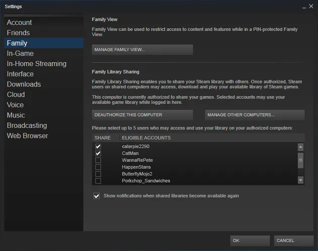 Как поделиться библиотекой игр Steam