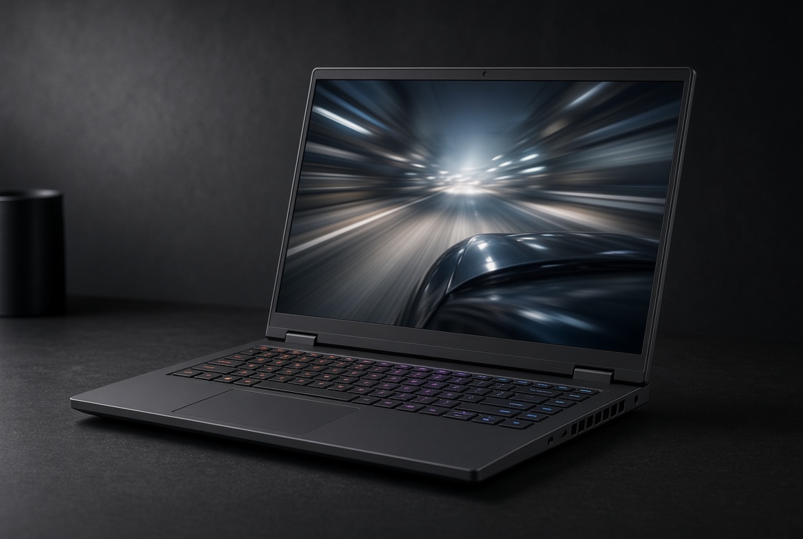 MacBook Pro на рабочем столе, на экране монтаж видео