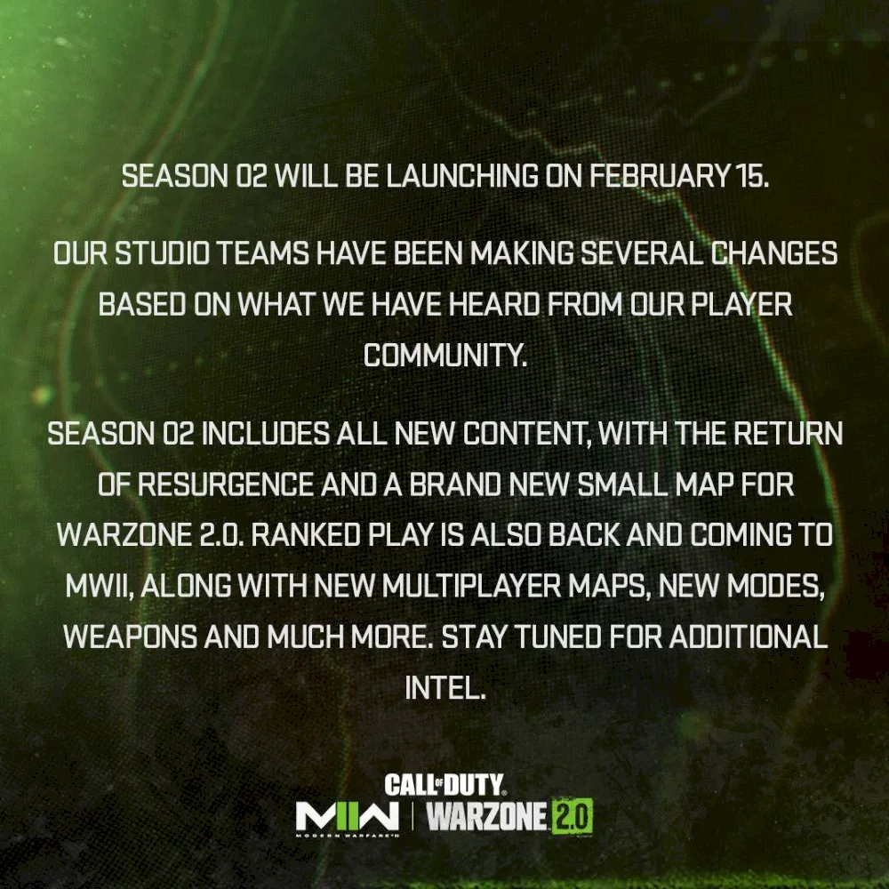 "Activision" has officially postponed season 2 of Warzone 2.0 & Modern Warfare II