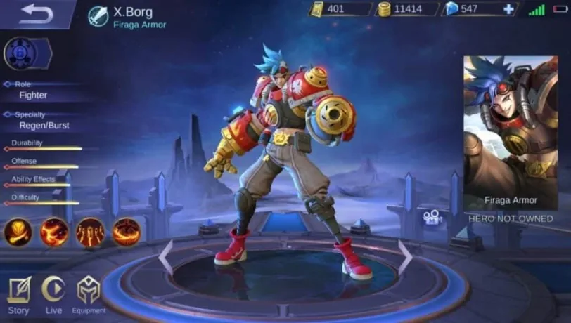 Hero X.Borg in Mobile Legends: Description and abilities.
